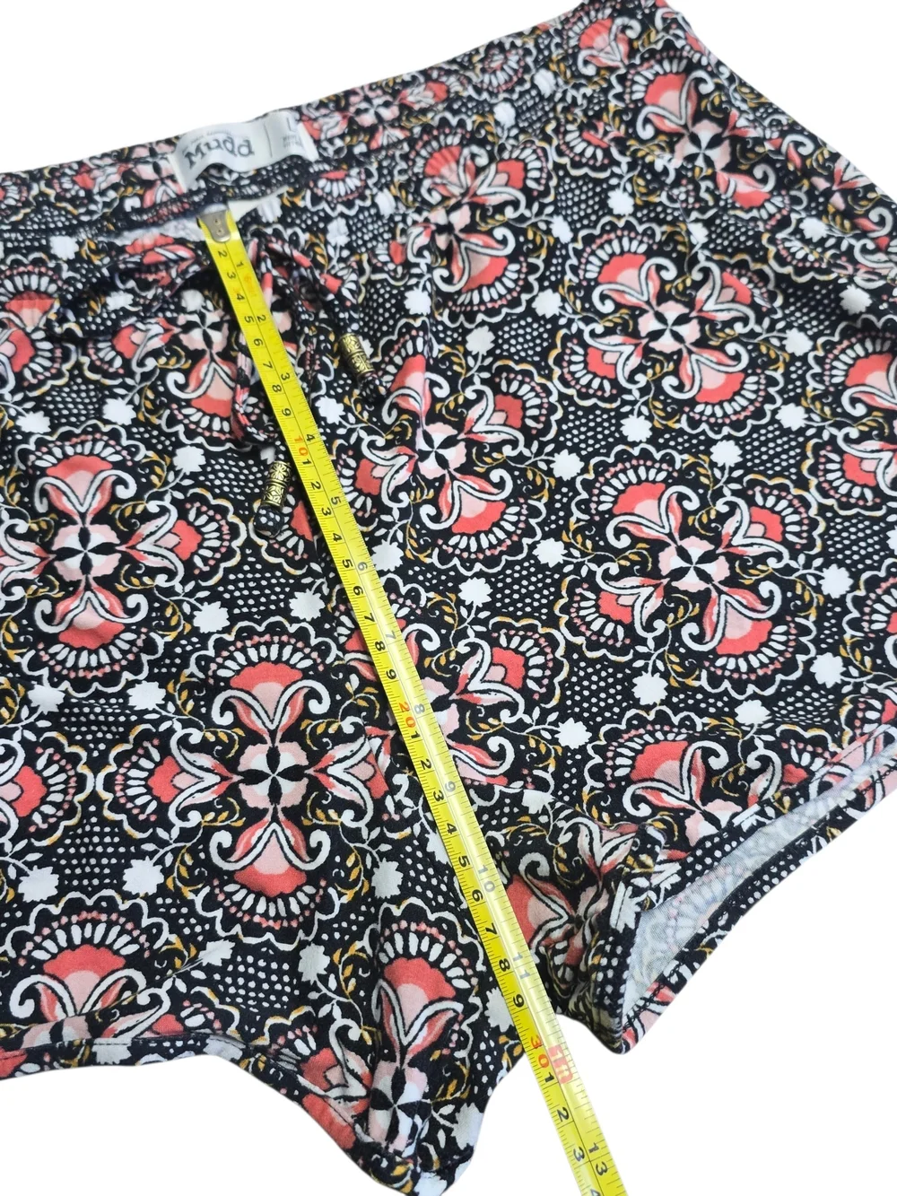 Mudd Boho Paisley Shorts Women’s L Pink Black Stretch Knit Lounge Festival